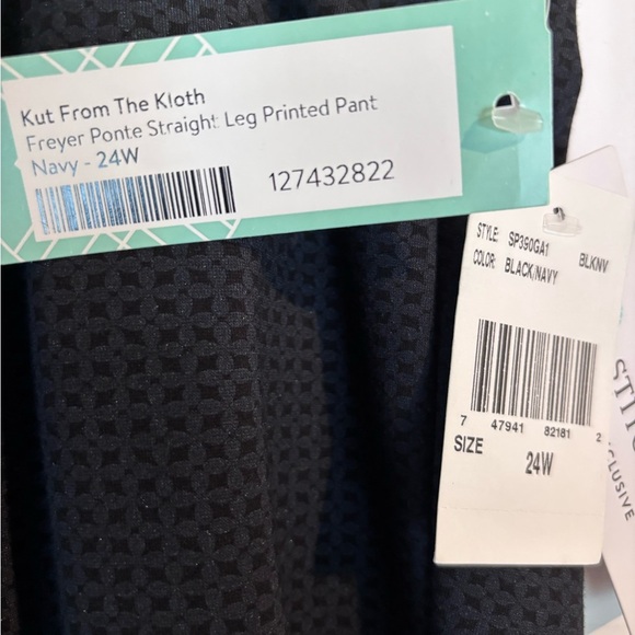 Kut From The Kloth Freyer Ponte Straight Leg Pants Navy/Black Print 24W - Picture 5 of 14